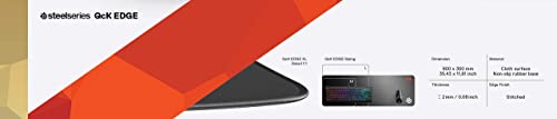 SteelSeries QcK Edge Cloth Gaming Mouse Pad - Never-fray Stitched Edges - Optimized For Gaming Sensors - Size XL (900 x 300 x 2mm) - Black