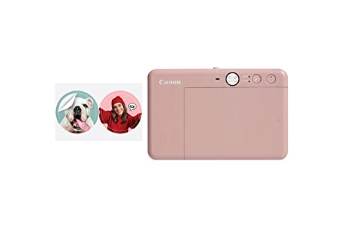 Canon Zoemini S2 Instant Camera Printer 8MP - Compact with Mirror, Ring Light Camera, Zink Sticky-Back Photo Paper, Portable, Rose Gold