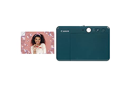 Canon Zoemini S2 Instant Camera Printer 8MP - Compact with Mirror, Ring Light Camera, Zink Sticky-Back Photo Paper, Portable, Aquamarin