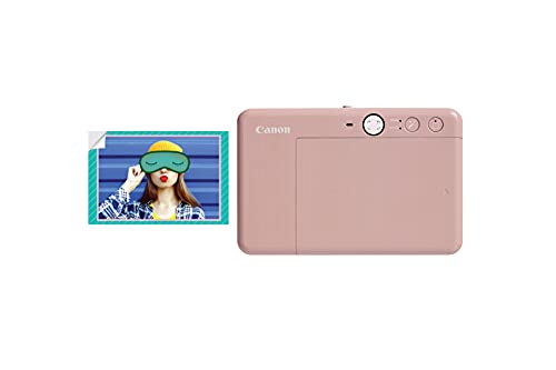 Canon Zoemini S2 Instant Camera Printer 8MP - Compact with Mirror, Ring Light Camera, Zink Sticky-Back Photo Paper, Portable, Rose Gold