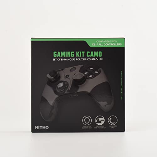 NITHO Gaming Kit Compatible with Xbox One Controllers, 1 Anti-Sweat Silicone Skin Grip Handle Avoid Scratches and Dust, Set of 2 Analog Mini-stick Enhancers, 3 Sizes of 2 Ergonomic Thumb Grips (Camo)