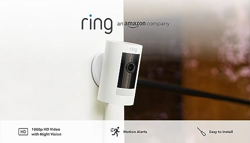 Ring Outdoor Camera Plug-In (Stick Up Cam) | HD outdoor Security Camera with 1080p video, Two-Way Talk, Wifi, Works with Alexa | alternative to CCTV system | 30-day free trial of Ring Protect