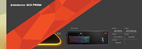 SteelSeries QcK Prism Cloth Gaming Mouse Pad - 2-zone RGB Illumination - Real-time Event Lighting - Optimized For Gaming Sensors - Size XL (900 x 300 x 2mm) - Black + RGB