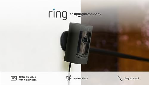 Ring Outdoor Camera Plug-In (Stick Up Cam) | HD outdoor Security Camera with 1080p video, Two-Way Talk, Wifi, Works with Alexa | alternative to CCTV system | 30-day free trial of Ring Protect