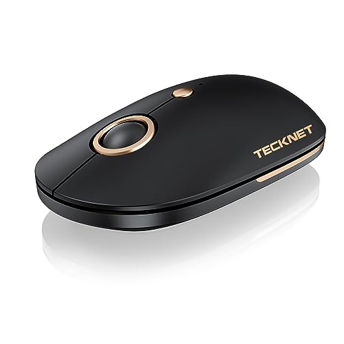 TECKNET Wireless Bluetooth Mouse, 3 Mode(Dual USB+2.4Ghz) pure Silent Computer Wireless Mouse Compatible with Chromebook MacBook Pro Air, Ambidextrous Portable Travel Mouse for Laptop PC