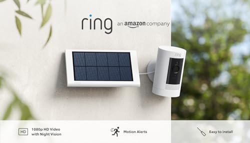 Ring Outdoor Camera Solar (Stick Up Cam) | Outdoor Security Camera with solar panel, 1080p video, Two-Way Talk, Wifi, Works with Alexa | alternative to CCTV system | 30-day free trial of Ring Protect