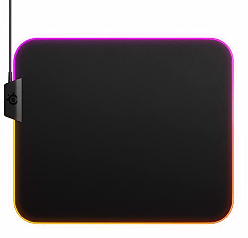 SteelSeries QcK Prism Cloth Gaming Mouse Pad - 2-zone RGB Illumination - Real-time Event Lighting - Optimized For Gaming Sensors - Size M (320 x 270 x 2mm) - Black + RGB