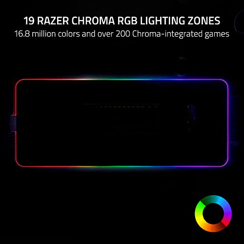 Razer Strider Chroma - Hybrid Gaming Mouse Mat with Razer Chroma RGB (Hybrid Soft/Hard Mat, 19 Chroma RGB Lighting Zones, Anti-slip Base, Seamless Edges) L | Black