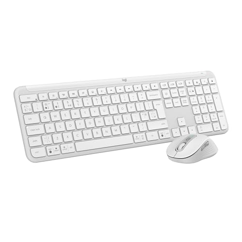 Logitech Signature Slim K950 Wireless Keyboard, Sleek Design, Switch Typing Between Devices, Quiet Typing, Bluetooth, Multi-OS, Windows, Mac, Chrome, QWERTY UK Layout, White