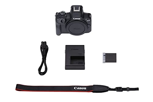 Canon EOS R50|24.2MP APS-C Mirrorless Camera|Body Only|Up to 15fps Cont.|Dual Pixel CMOS AF II|4K 30p Oversampled 6K|Vari-Angle Screen|Bluetooth & WiFi|Black