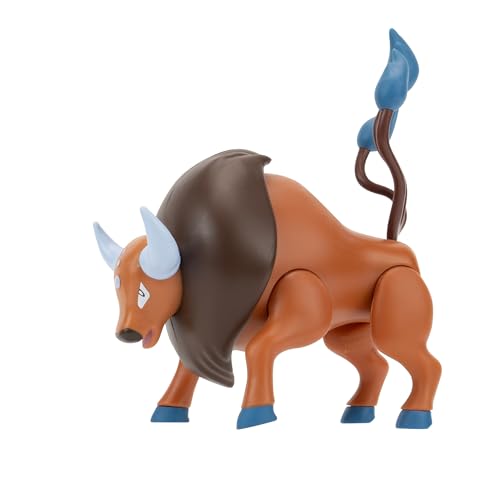 Pokémon Tauros Battle Feature Figure - 4.5-Inch Tauros Battle Ready Figure with Leg Kick Attack