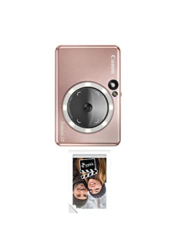 Canon Zoemini S2 Instant Camera Printer 8MP - Compact with Mirror, Ring Light Camera, Zink Sticky-Back Photo Paper, Portable, Rose Gold