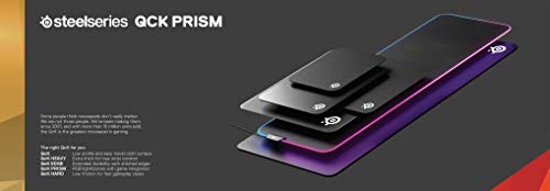 SteelSeries QcK Prism Cloth Gaming Mouse Pad - 2-zone RGB Illumination - Real-time Event Lighting - Optimized For Gaming Sensors - Size XL (900 x 300 x 2mm) - Black + RGB