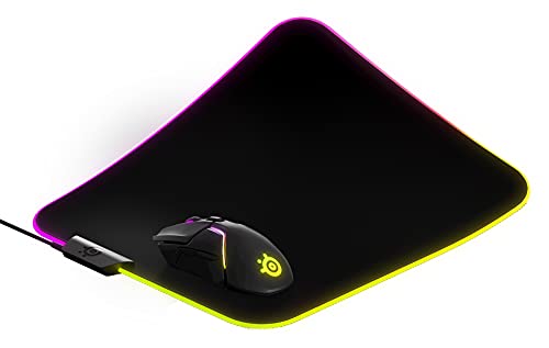 SteelSeries QcK Prism Cloth Gaming Mouse Pad - 2-zone RGB Illumination - Real-time Event Lighting - Optimized For Gaming Sensors - Size M (320 x 270 x 2mm) - Black + RGB