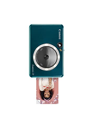 Canon Zoemini S2 Instant Camera Printer 8MP - Compact with Mirror, Ring Light Camera, Zink Sticky-Back Photo Paper, Portable, Aquamarin