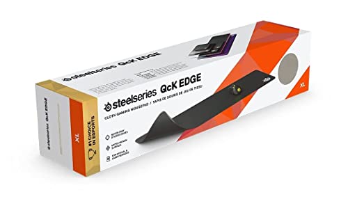 SteelSeries QcK Edge Cloth Gaming Mouse Pad - Never-fray Stitched Edges - Optimized For Gaming Sensors - Size XL (900 x 300 x 2mm) - Black