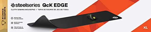 SteelSeries QcK Edge Cloth Gaming Mouse Pad - Never-fray Stitched Edges - Optimized For Gaming Sensors - Size XL (900 x 300 x 2mm) - Black