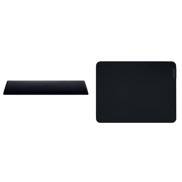 Razer Ergonomic Wrist Rest for Full-Sized Gaming Keyboards Black & Gigantus V2 Medium - Soft Medium Gaming Mouse Mat for Speed and Control Black