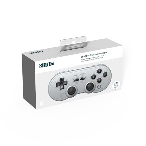 8BitDo SN30 Pro Bluetooth Controller, Hall Effect Joystick Update, Compatible with Switch, PC, macOS, Android, Steam Deck & Raspberry Pi (Gray)