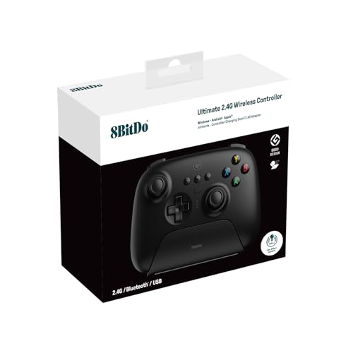 8Bitdo Ultimate 2.4G Wireless Controller, Hall Effect Joystick Update, Gaming Controller with Charging Dock for PC, Android, Steam Deck & Apple (Black)