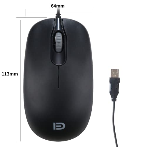 SGIN Wired Mouse 3 Buttons, Optical Tracking, Comfortable with PC Mac Laptop - Black
