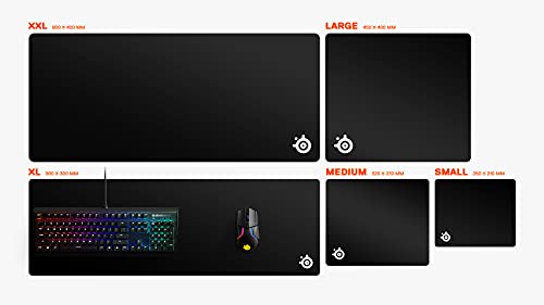 SteelSeries QcK XXL Cloth Gaming Mouse Pad - Extra Thick Non-Slip Base - Micro-Woven Surface - Optimized For Gaming Sensors - Size XXL (900 x 400 x 6mm) - Black