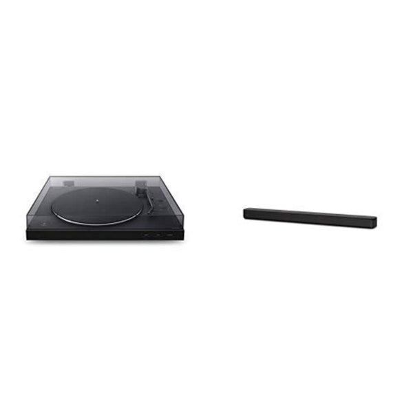 Sony PS-LX310BT Bluetooth Turntable with built-in Phono Pre-Amp, 2 speeds and 3 gain modes with Single Soundbar with Bluetooth and S-Force Front Surround Bundle