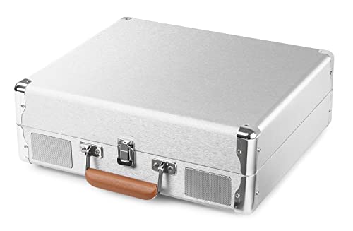 Audizio RP320 Briefcase Vinyl Record Player Turntable with Built-in Speakers, Bluetooth, USB Vinyl to MP3 Digital Conversion, 3-Speed, Aluminium Design