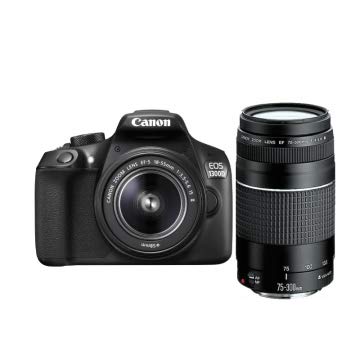 Canon EOS 1300D DSLR Camera with EF-S18-55 IS II F3.5-5.6 Lens and Canon EF 75-300mm f/4.0-5.6 III Lens (Renewed)