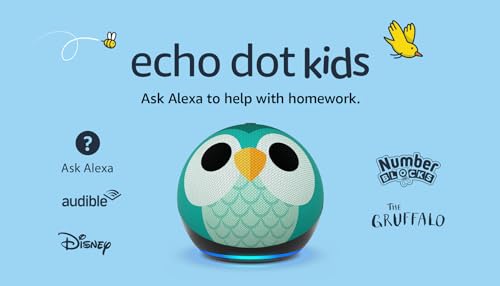 Echo Dot Kids (5th generation, 2022 release) | Wi-Fi and Bluetooth smart speaker with Alexa | Designed for kids, with parental controls | Owl