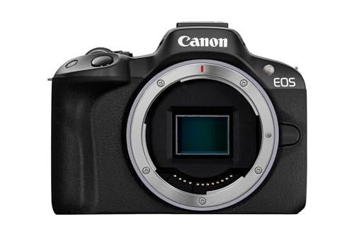 Canon EOS R50|24.2MP APS-C Mirrorless Camera|Body Only|Up to 15fps Cont.|Dual Pixel CMOS AF II|4K 30p Oversampled 6K|Vari-Angle Screen|Bluetooth & WiFi|Black