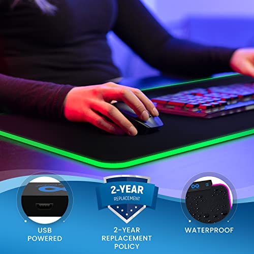 Everlasting Comfort Large Gaming Mouse Pad - Extra Long Desk Pad with Mousepad Wrist Rest- 15 Color Modes with 2 Brightness Levels - RGB Mouse Pad for Gamers - XL, Big, Extended LED Light Mat