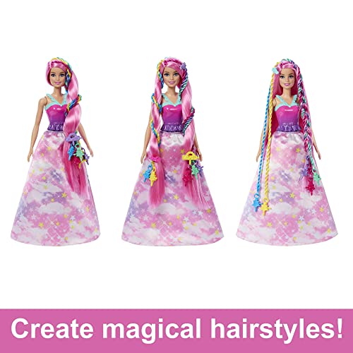 Barbie Doll, Fantasy Hair with Braid and Twist Styling, Rainbow Extensions, Twisting Tool with Accessories, HNJ06