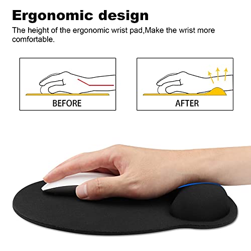 Wrist Rest Mat,Comfortable Memory Foam Mouse Pad with Wrist Support,Anti-Slip Rubber Mouse Wrist Support Pad for Working Gaming - black012