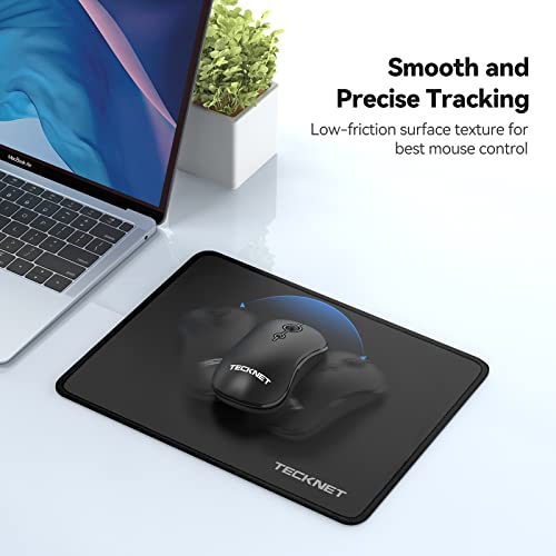 TECKNET Mouse Mat 270 x 210 x 3 mm Gaming Mouse Pad, Non-Slip Rubber Base, Waterproof Surface, Stitched Edges Mouse pad, Compatible with Laser and Optical Mice