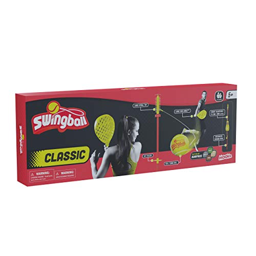 Swingball Classic Original | Red and Yellow | Outdoor Activities | Traditional Pole in the Ground Set | Real Tennis Ball and 2 Championship Bats | Suitable for Everyone 5 years+