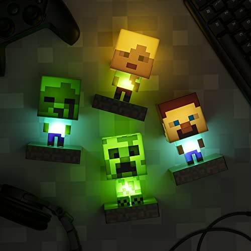 Paladone Minecraft Alex Icon Light BDP Mini Night Lamp Fun Pixelated Super Bright Collectable, Multi Coloured