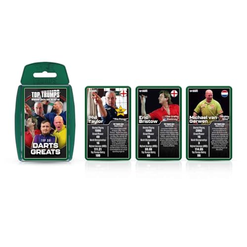 Top Trumps Top 30 Darts Greats Classic Card Game, Play with Phil Taylor and Luke Littler, Educational pack that makes a great gift, for ages 6 plus