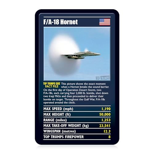 Top Trumps Ultimate Military Jets Classics Card Game, learn facts about the Dassault Rafale and the E-3 Sentry in this educational packed game, 2 plus players makes a great gift for ages 6 plus