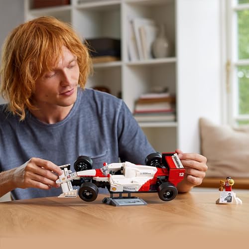 LEGO Icons McLaren MP4/4 & Ayrton Senna Vehicle Set, F1 Race Car Model kit for Adults to Build with Race Driver Minifigure, Home and Office Décor, Birthday Gifts for Men, Women, Him or Her 10330