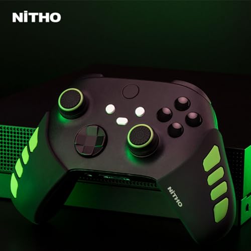 NiTHO Controller Silicone Grip for Xbox One/Xbox Series X/S, Set of 2 Anti-Slip Protective Grip, Set of 2 Thumb Grip Caps and Analog Mini-Stick Precision Rings, Accessories for Xbox Controller - Green