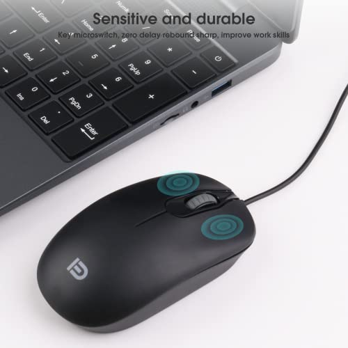 Naclud Wired Mouse USB 3.0, Optical Wired Computer Mouse with 3 Adjustable DPI, Business Office Mouse for Laptop