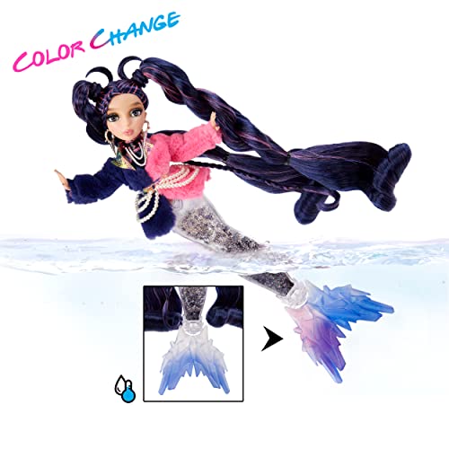 Mermaze Mermaidz Winter Waves - NERA - Includes Mermaid Fashion Doll, Colour Change Fin, Glitter-Filled Tail, and Accessories - For Kids and Collectors Ages 4+,Pink,purple