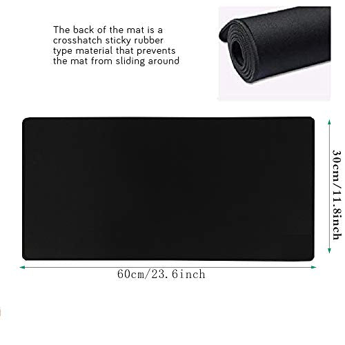 HIHUHEN Gaming Mouse Mat/Large Mouse Pad 600x300x3 mm | XL Mouse pad | Table mat/Large Size | Improved Precision and Speed | Rubber Base for Stable Grip on Smooth Surfaces | Non-Slip (60x30 Black001)