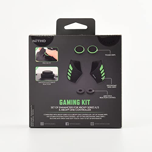 NiTHO Controller Silicone Grip for Xbox One/Xbox Series X/S, Set of 2 Anti-Slip Protective Grip, Set of 2 Thumb Grip Caps and Analog Mini-Stick Precision Rings, Accessories for Xbox Controller - Green