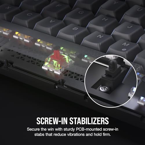 CORSAIR K65 PLUS WIRELESS 75% RGB Hot-Swappable Mechanical Gaming Keyboard – Pre-Lubricated CORSAIR MLX Red Linear Switches – Top Mounted – Dual-Layer Sound Dampening – PBT Keycaps – QWERTY UK – Black