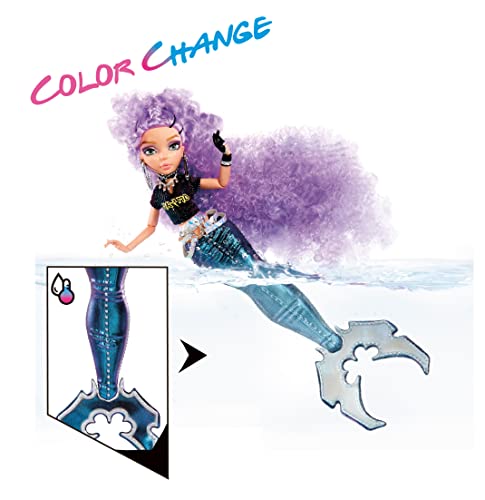 Mermaze Mermaidz - RIVIERA - Collectible Mermaid Model Doll with 1 Colour Changing Tail, Curly Purple Hair, Outfits & Accessories & Is Articulated to Pose - Ages 4+