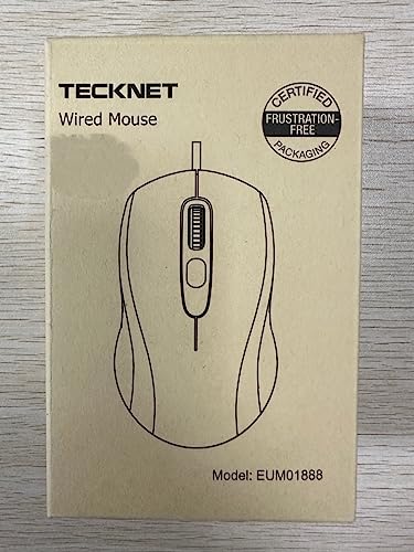 TECKNET Wired Mouse, Mice Wired Optical USB Computer Mouse With 3600 DPI Tracking, Gaming Grade Sensor, 6 Buttons, Business Office Mouse PC/Laptop, Great Mouse for Graphic Design (Grey, Medium)