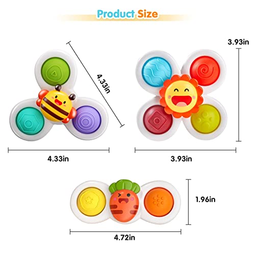 AIUOKYA Suction Cup Spinner Toys, Simple Dimple Suction Toy with Silicone Bubbles Kids for Bath and Window, Baby Toys for 1+ Years Old