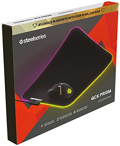 SteelSeries QcK Prism Cloth Gaming Mouse Pad - 2-zone RGB Illumination - Real-time Event Lighting - Optimized For Gaming Sensors - Size M (320 x 270 x 2mm) - Black + RGB